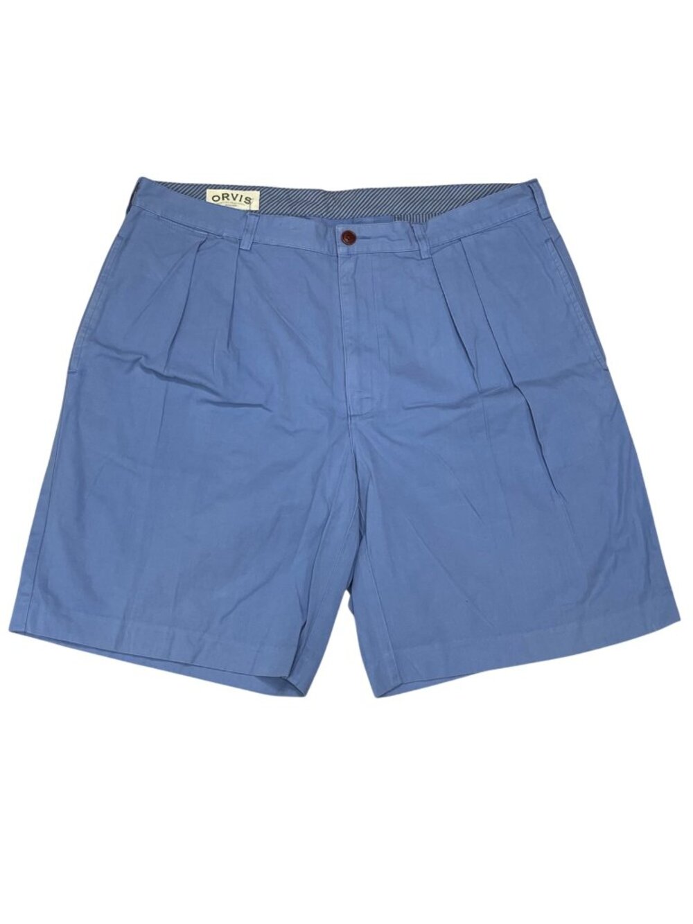 Orvis "9 Pleated Front Chino Shorts Men's Size 38 100% Cotton Slash Pockets Blue